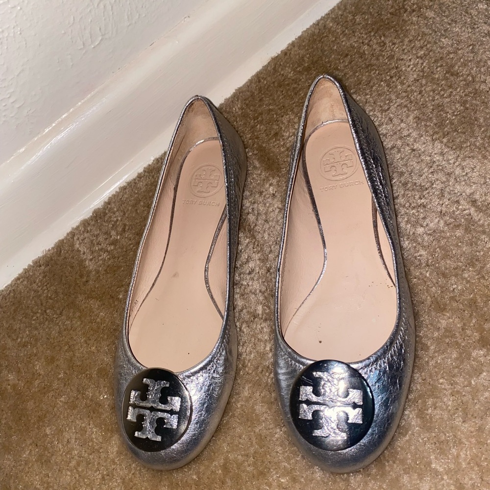 Tory Burch silver flats